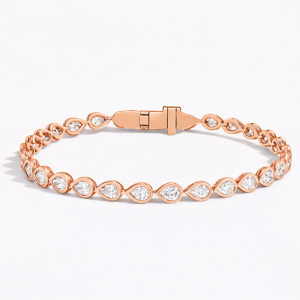 Pear Shape Diamond Bezel Set Tennis Bracelet For Women