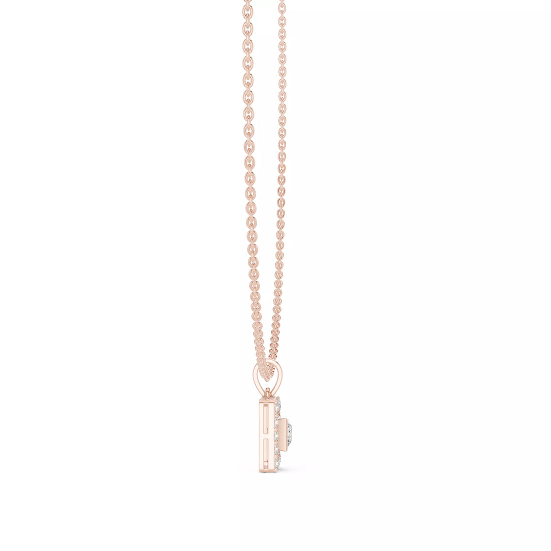 Princess Cut Diamond Halo Pendant Necklace