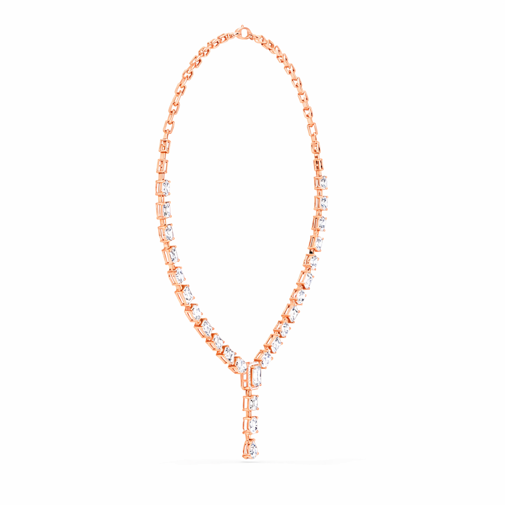 Multi Shape Diamond Drop Tennis Necklace