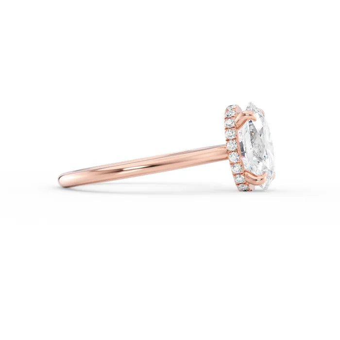 Oval Cut Diamond Hidden Halo Solitaire Engagement Ring