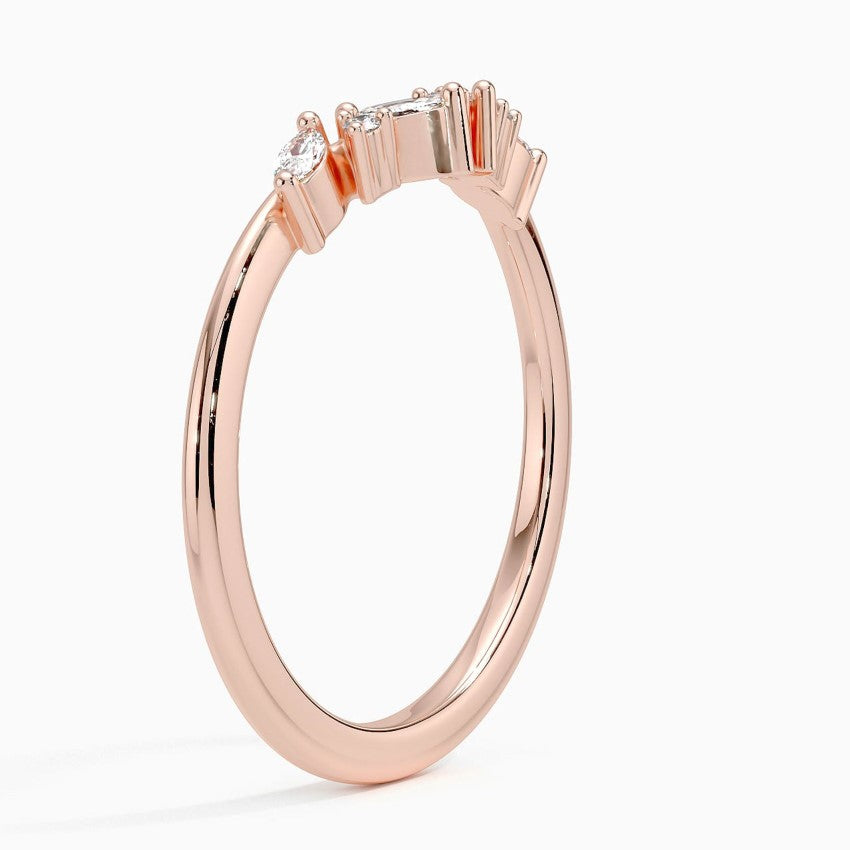 Curved Diamond Wedding Band for Women Elegant Bridal Ring