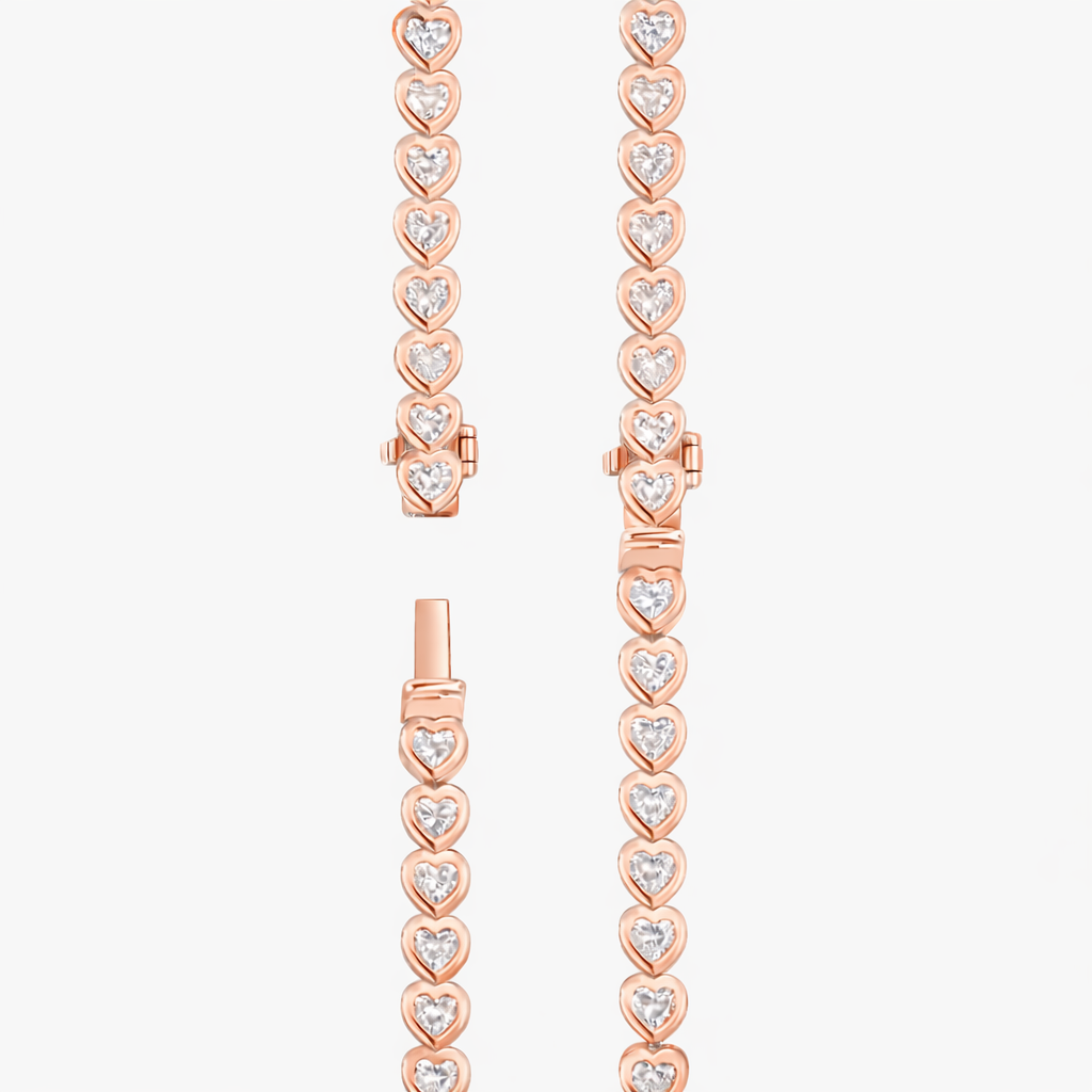 Heart Shape Diamond Bezel Set Tennis Bracelet For Women