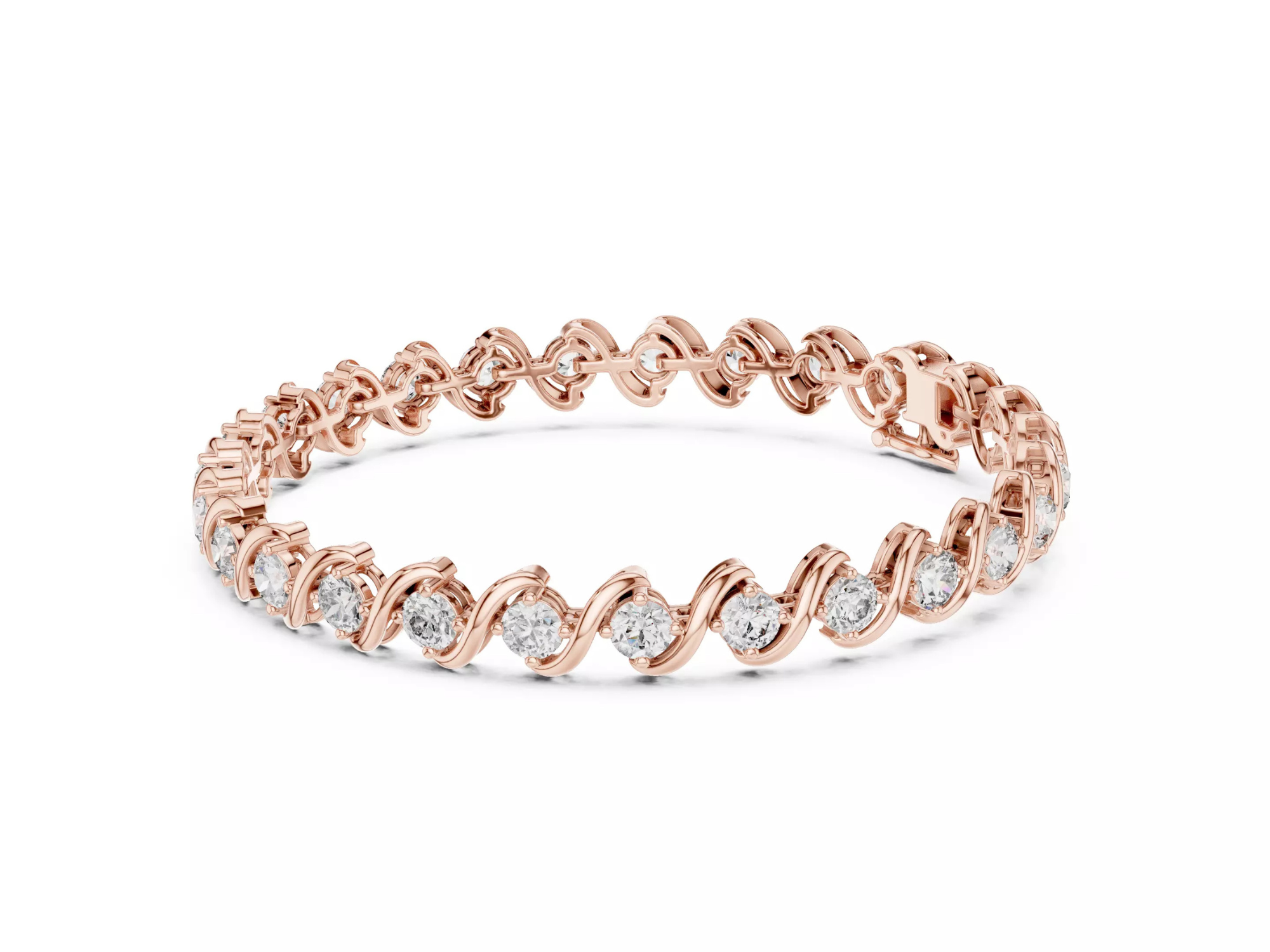 Twist Round cut Diamond Tennis Bracelet Fine Jewelry