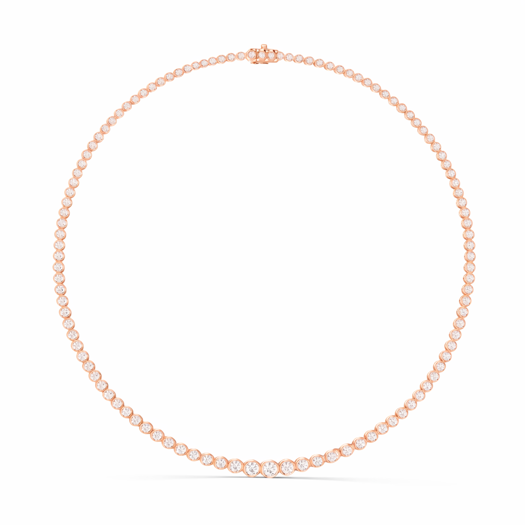 Luxury Round cut Diamond Bezel Set Tennis Necklace
