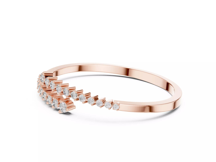Round Cut Diamond Bangle Bracelet Modern Luxury Jewelry