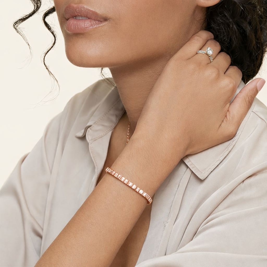 Emerald Cut Diamond Tennis Bracelet For Women Luxury Jewelry