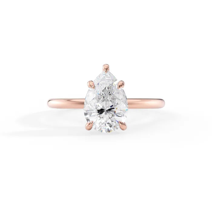 Pear Cut Solitaire Diamond Engagement Ring Classic Promise Ring
