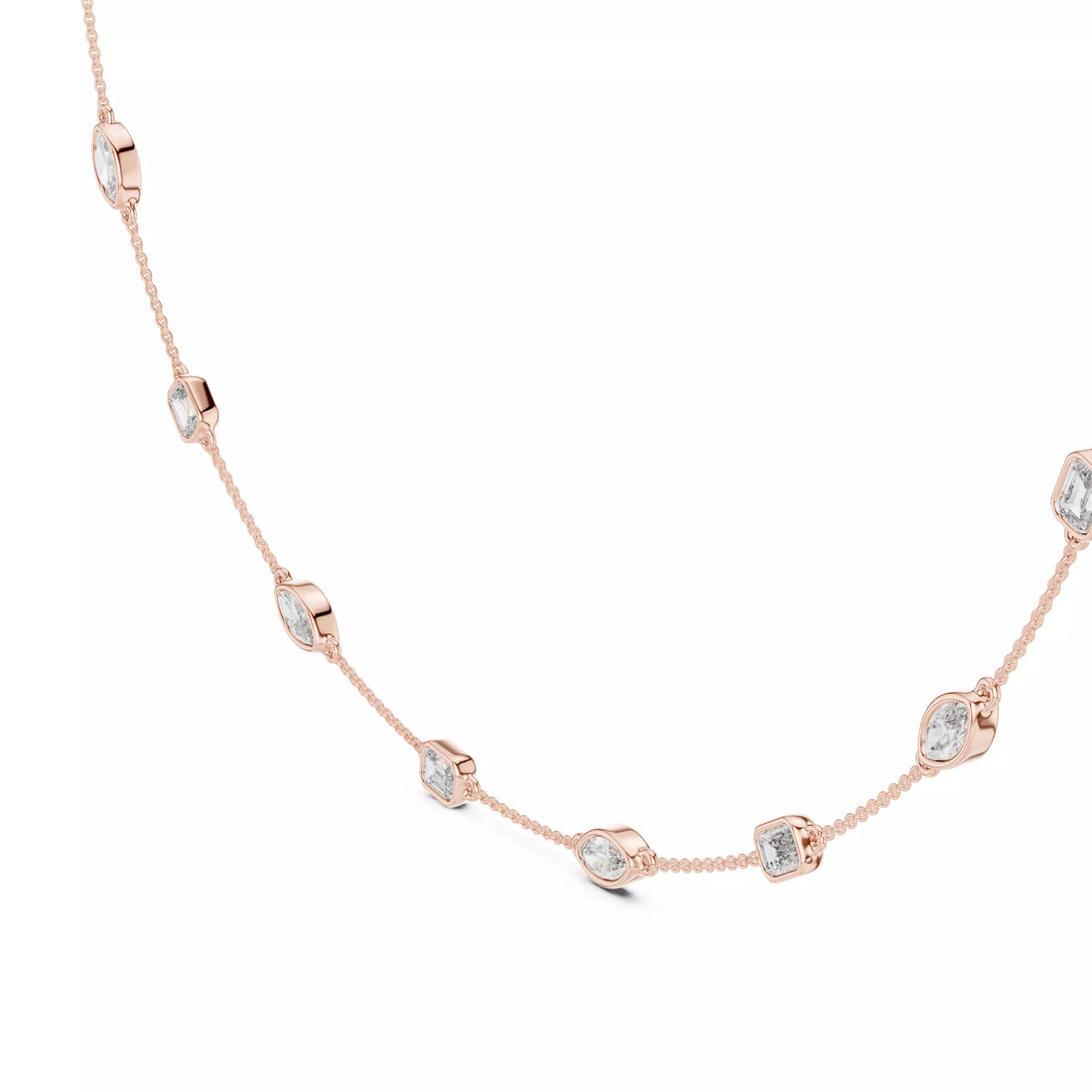 Multi Shape Diamond Bezel Station Necklace