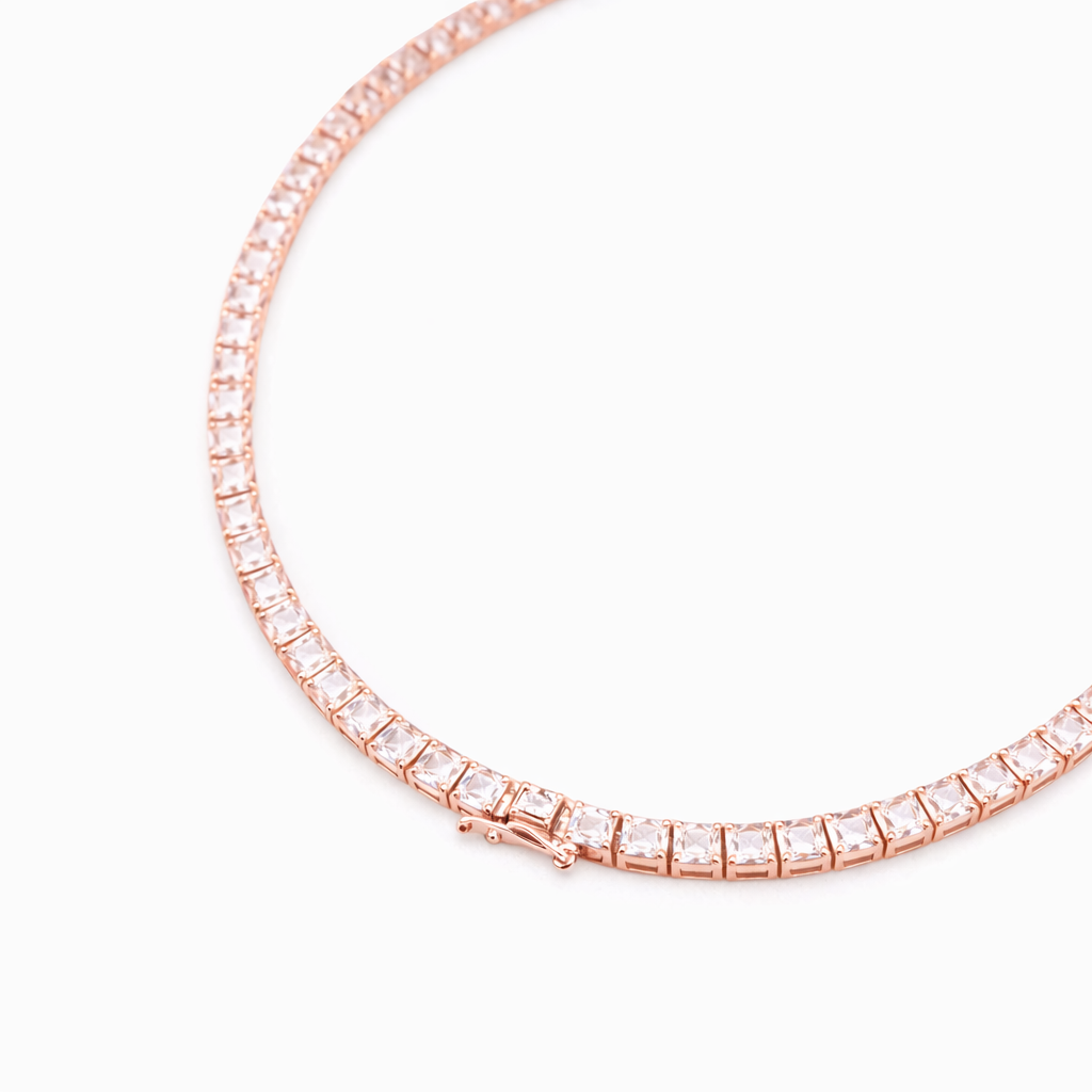 Princess Cut Diamond Tennis Necklace Classic Luxury Everyday Statement Jewelry