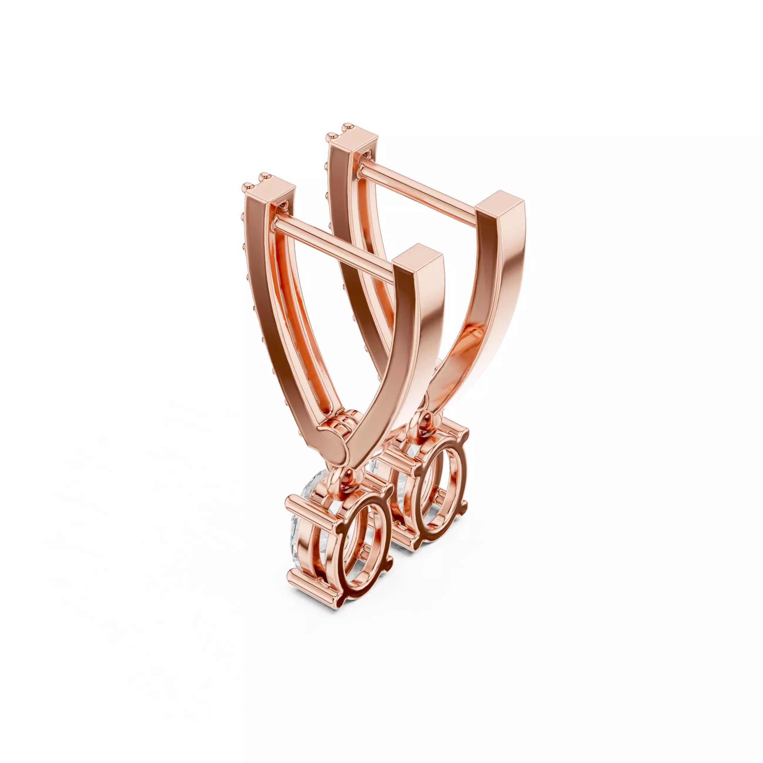 Oval Diamond Drop Earrings with Pavé Bar Setting