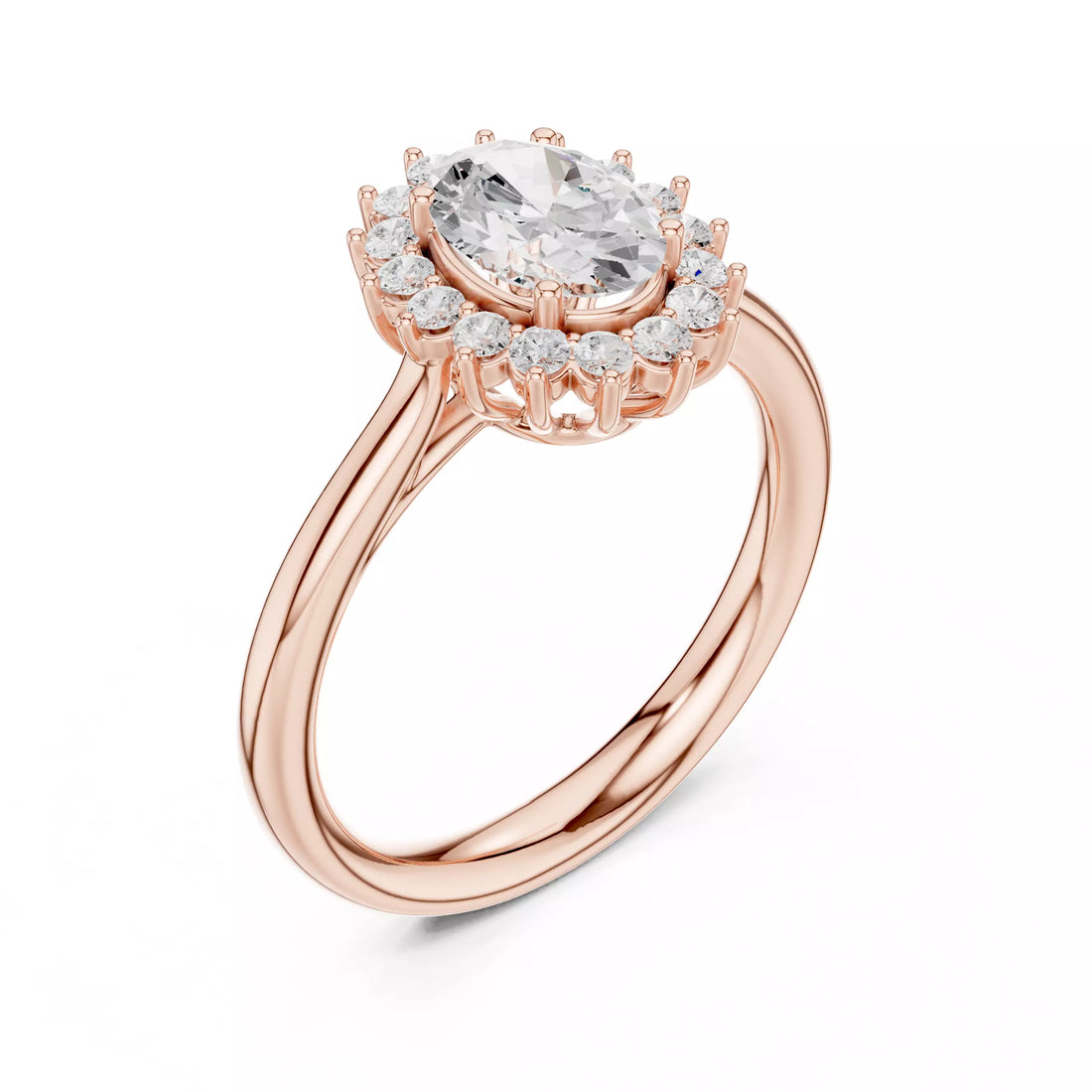 Oval cut Diamond Halo Engagement Ring