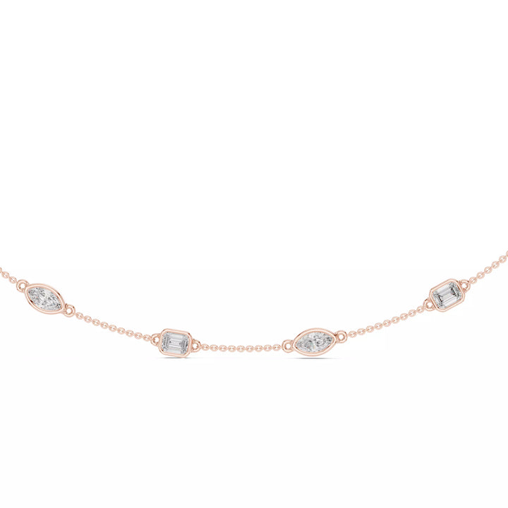 Multi Shape Diamond Bezel Station Necklace