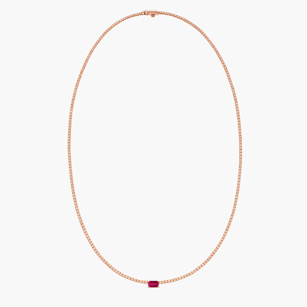 Emerald Ruby Diamond Tennis Necklace