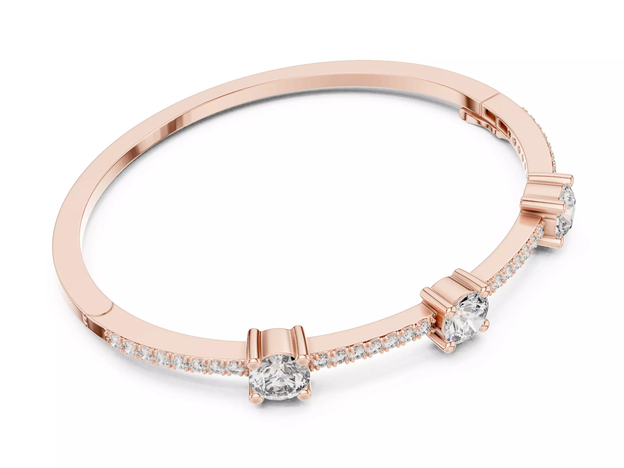 Three Stone Diamond Bangle Bracelet Luxury Jewelry