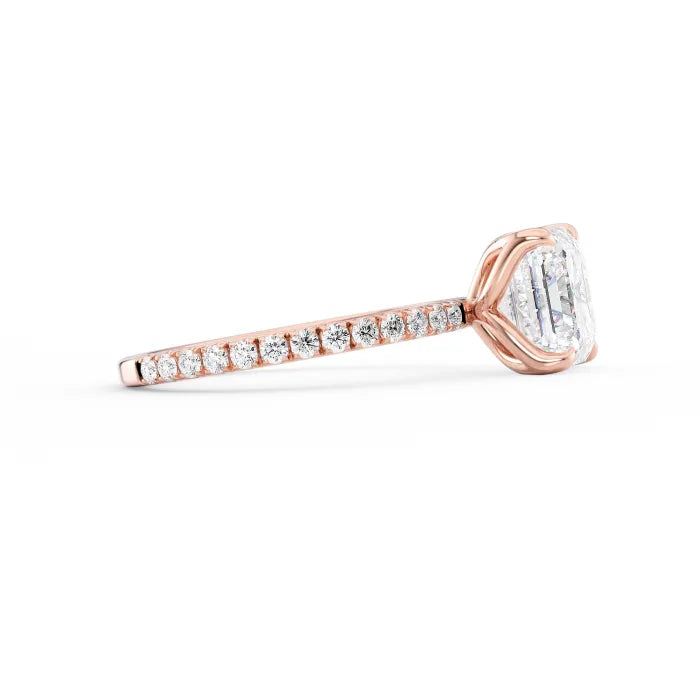 Asscher Cut Engagement Ring with Pave Diamond Band