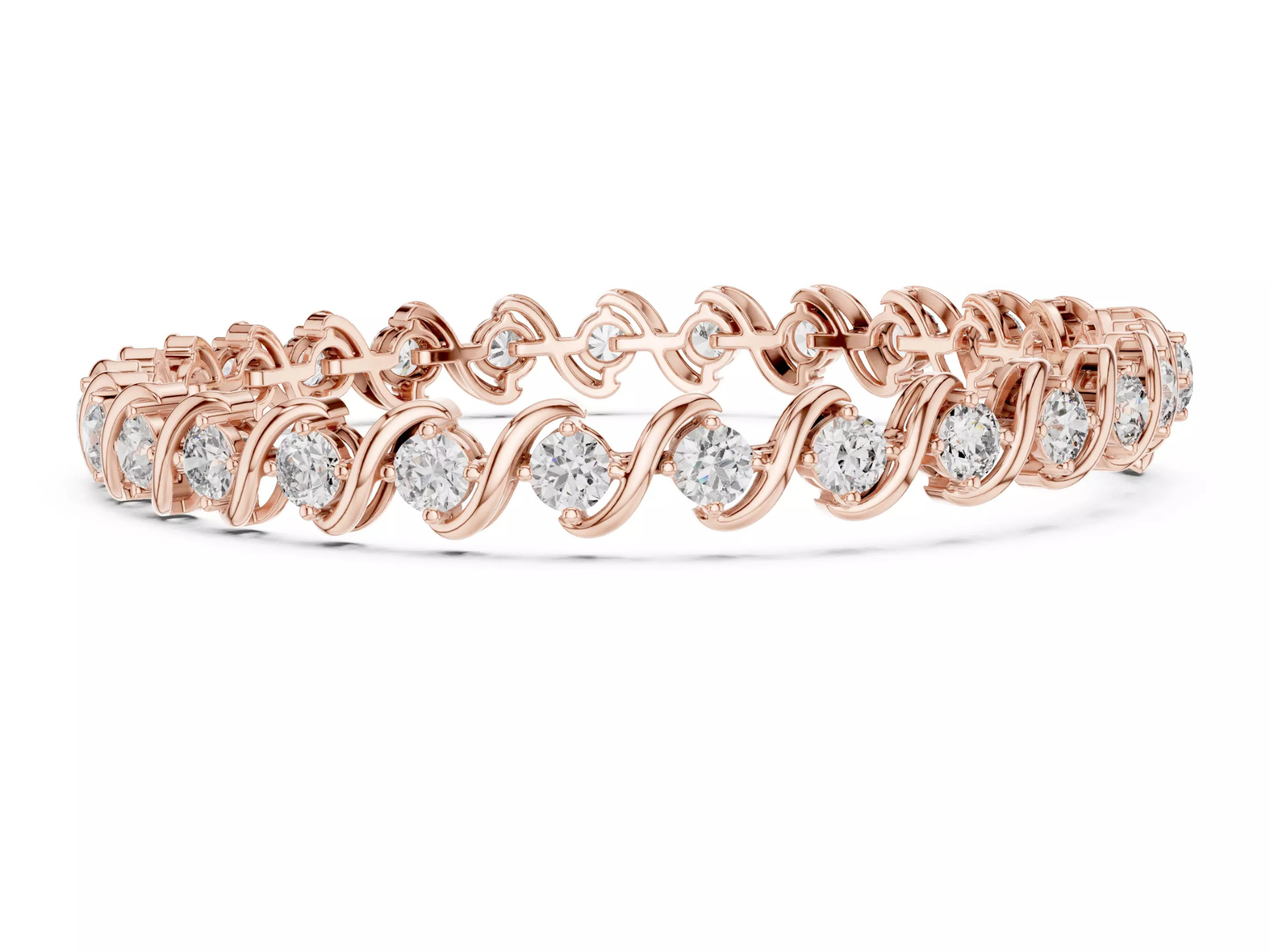 Twist Round cut Diamond Tennis Bracelet Fine Jewelry