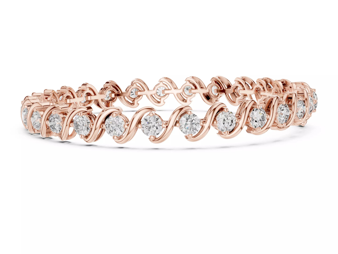 Twist Round cut Diamond Tennis Bracelet Fine Jewelry