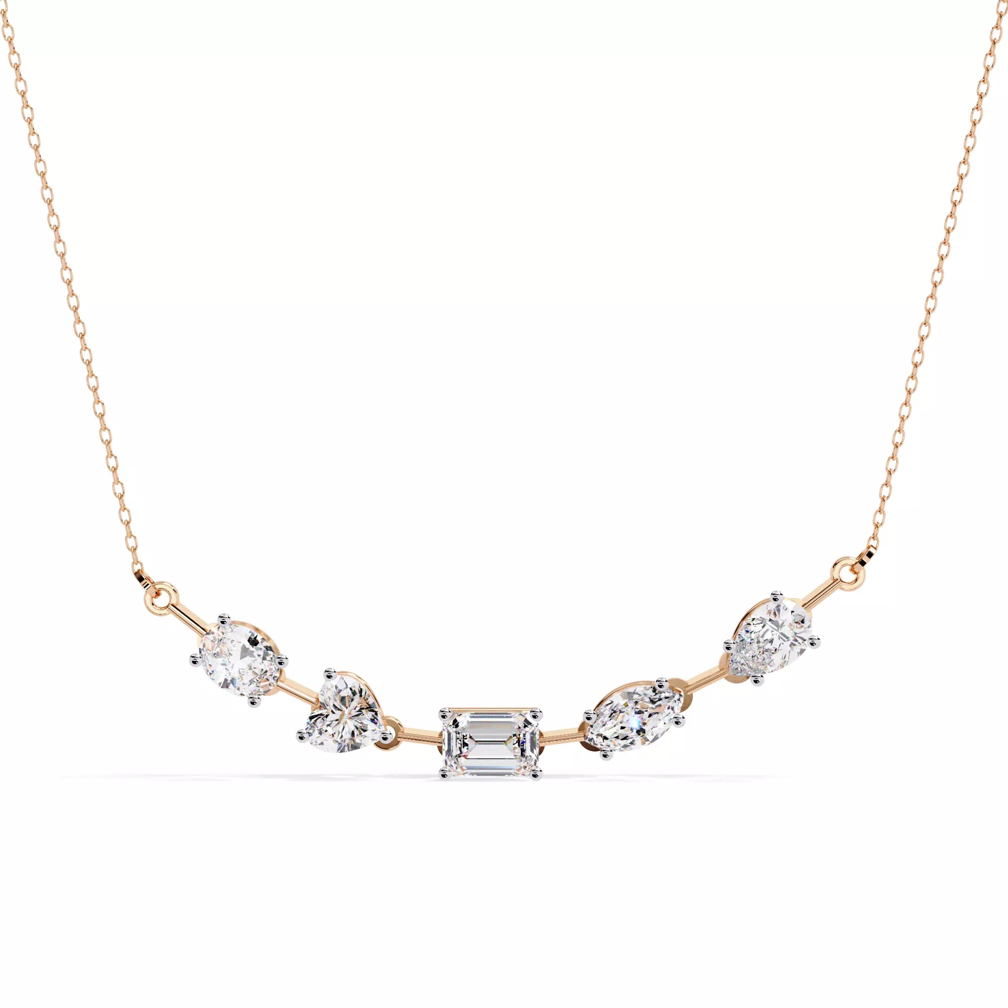 Multi Shape Diamond Station Necklace For Women