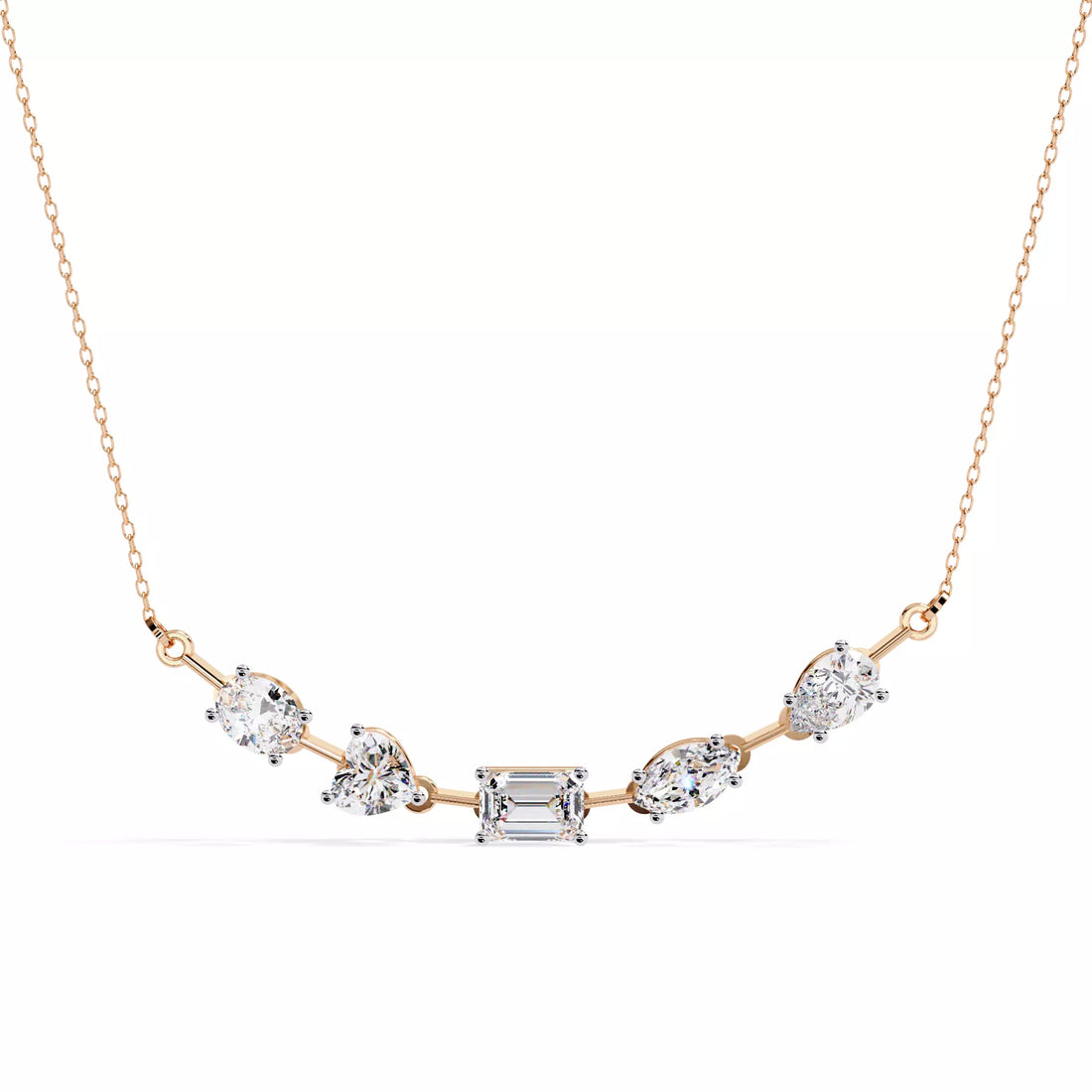 Multi Shape Diamond Station Necklace For Women