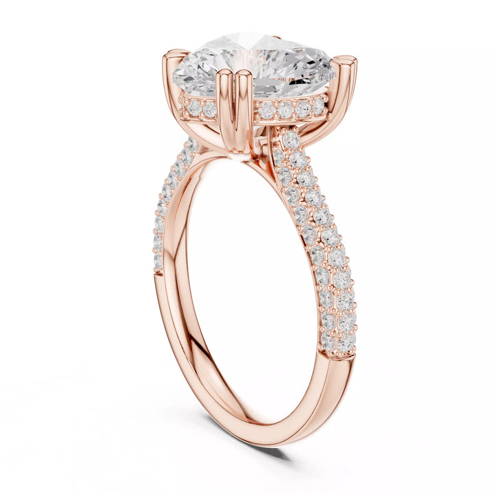 Heart cut Diamond Hidden Halo Pave Setting Engagement Ring