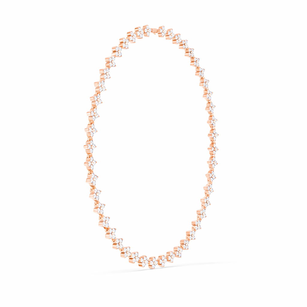 Floral Round Diamond Tennis Necklace For Women
