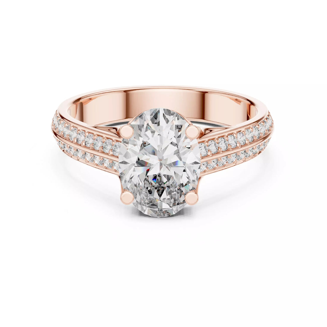 Oval cut Diamond Double Pavé Band Engagement Ring
