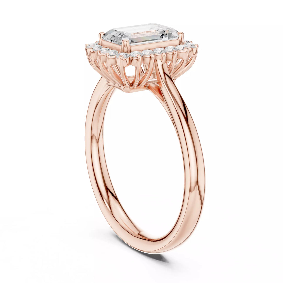 Emerald cut Diamond Halo Engagement Ring