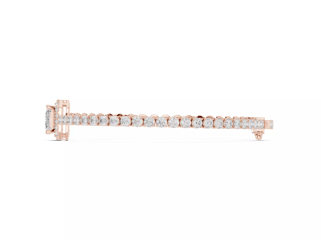 Emerald \ Round Cut Diamond Halo Tennis Bracelet Fine Jewelry