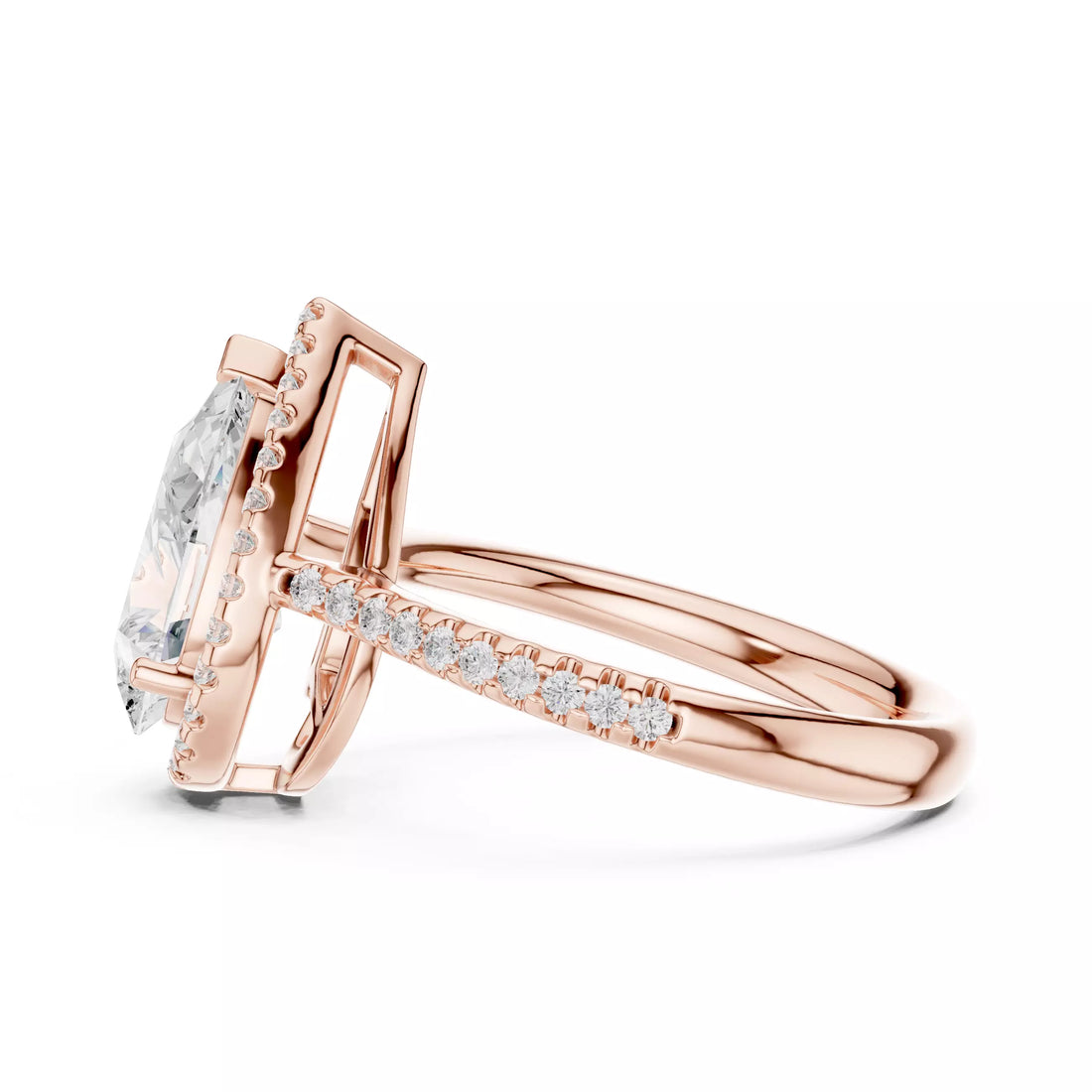 Pear cut Diamond Halo Pavé Setting Engagement Ring