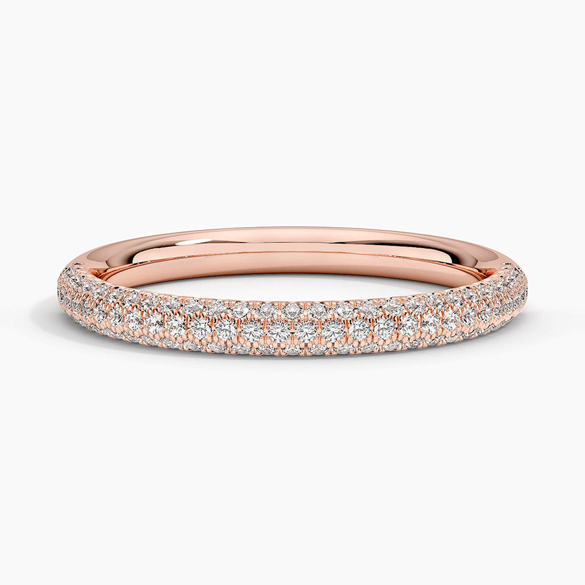 Round Diamond Pave Half Eternity Wedding Band Ring