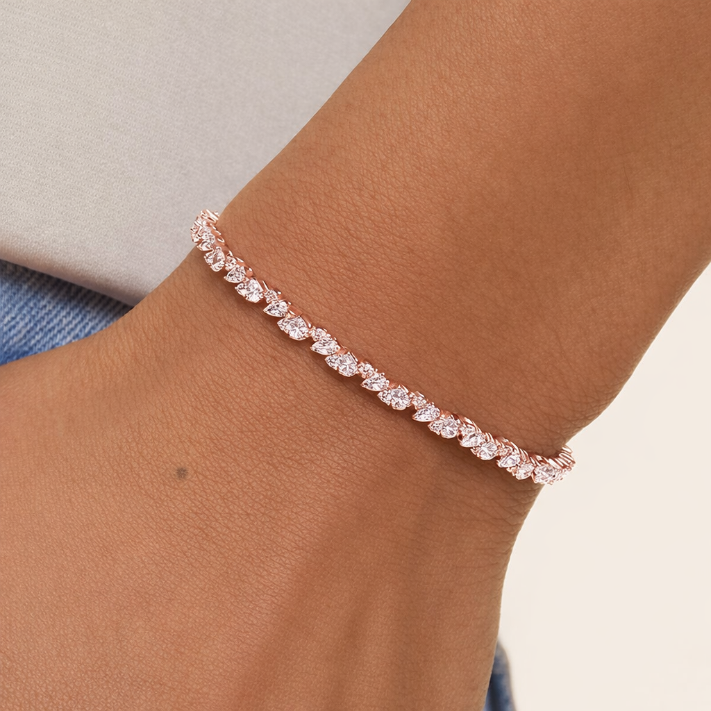 Pear\Round Cut Diamond Tennis Bracelet Luxury Jewelry Gift