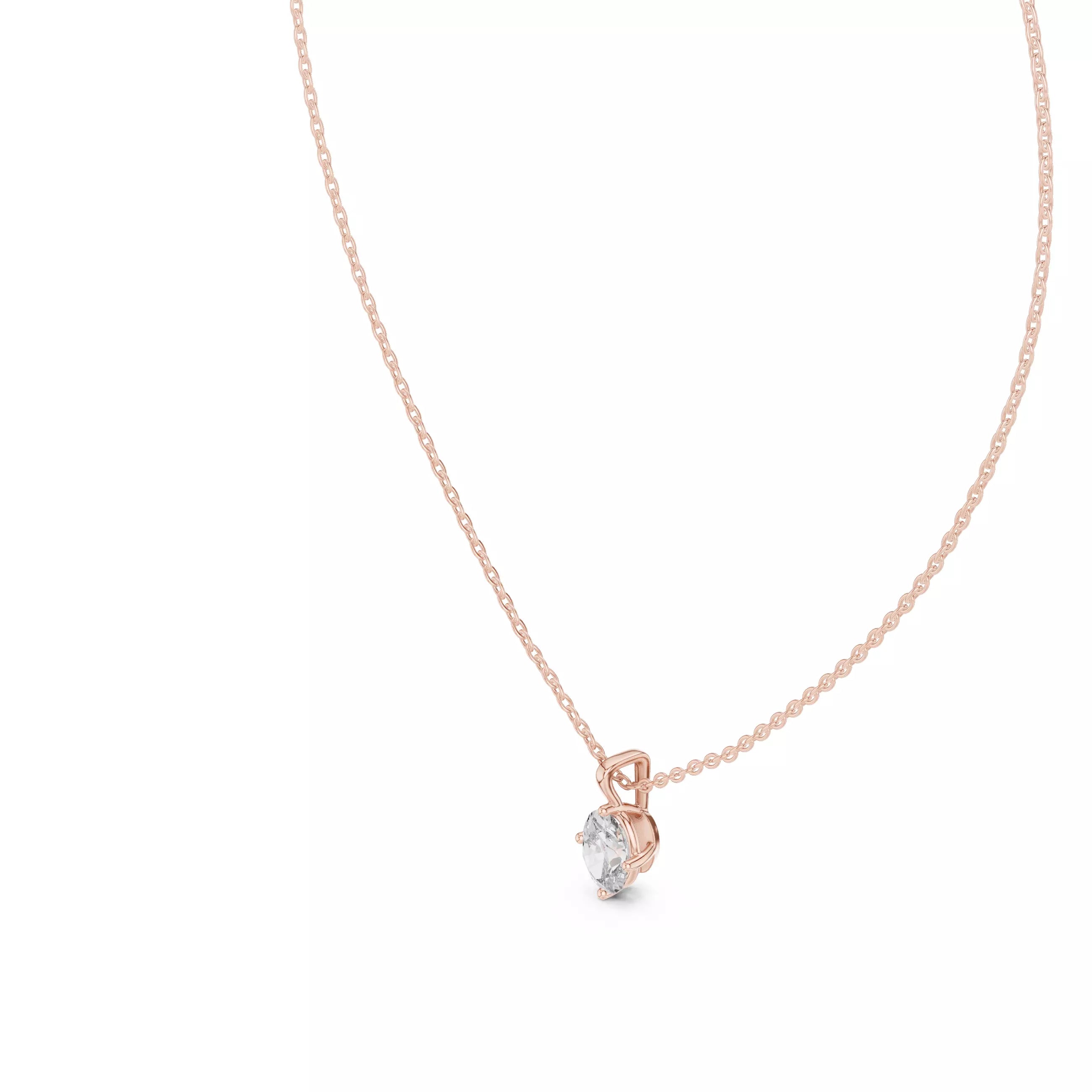 Oval Cut Diamond Solitaire Pendant Necklace