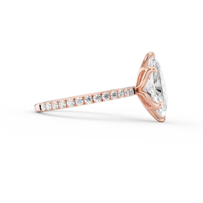 Marquise Cut Diamond Pave Band Solitaire Ring