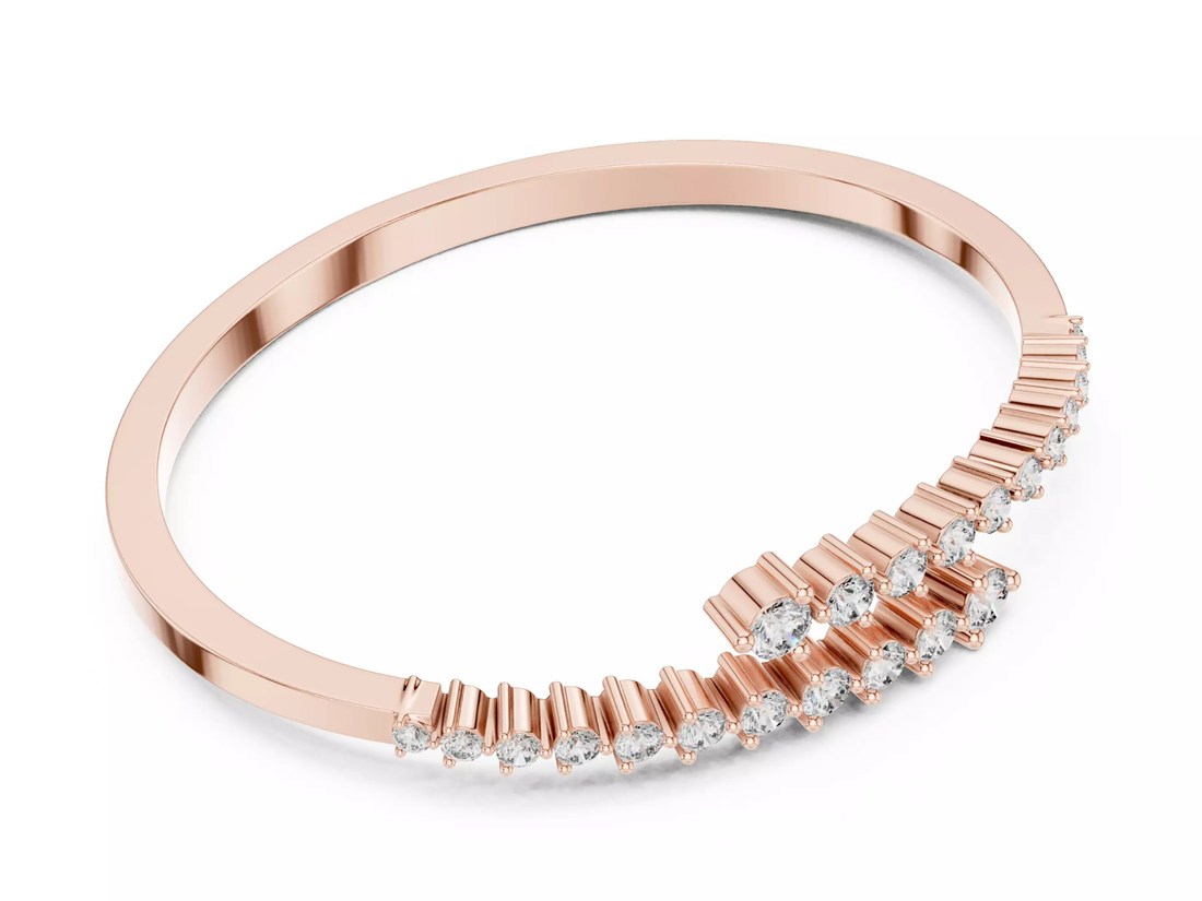 Round Cut Diamond Bangle Bracelet Modern Luxury Jewelry