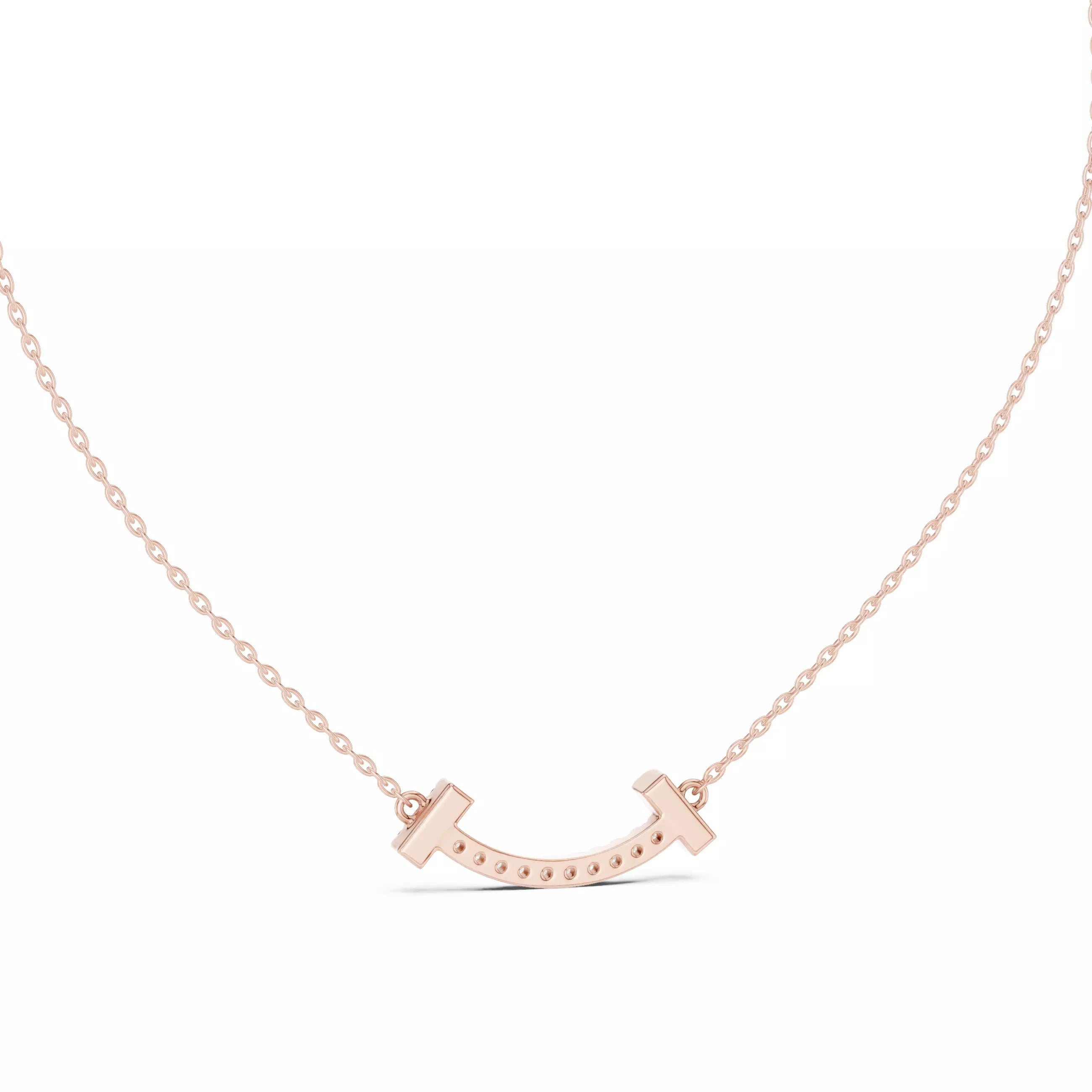 Curved Diamond Bar Necklace For Women Minimal Jewelry