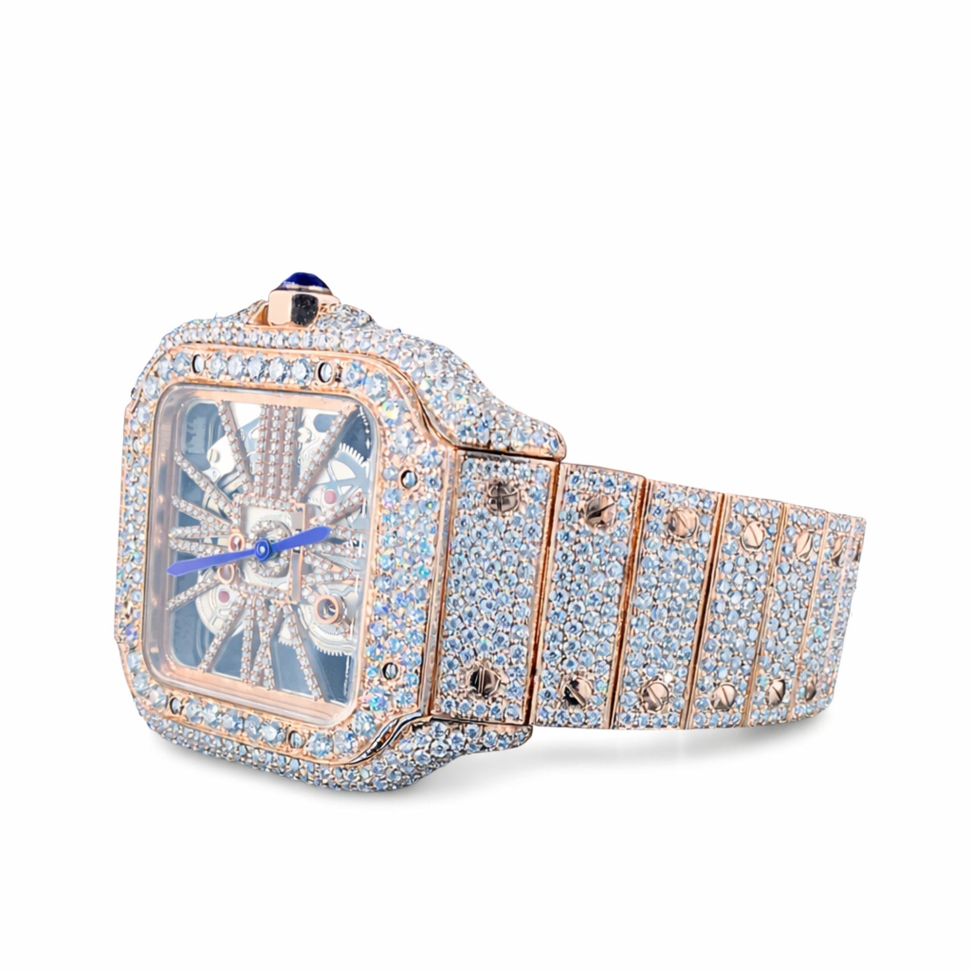 Iced Out Skeleton Square Dial Moissanite Diamond Luxury Watch