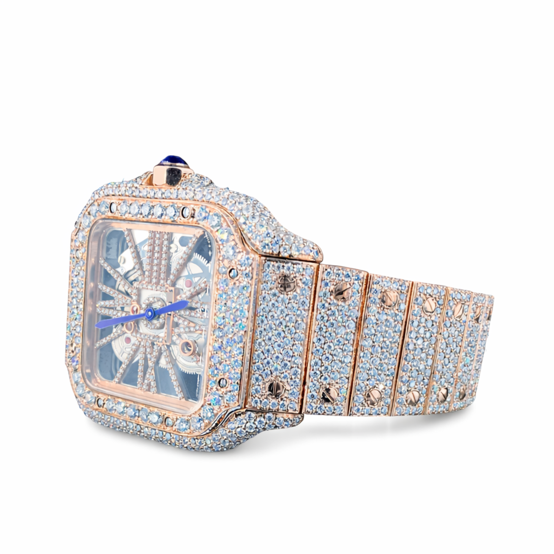 Iced Out Skeleton Square Dial Moissanite Diamond Luxury Watch