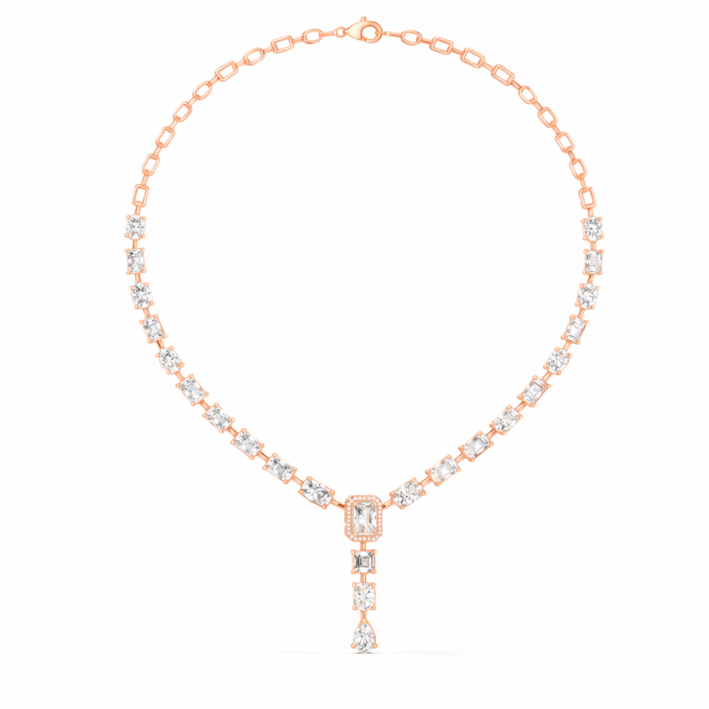 Multi Shape Diamond Drop Tennis Necklace