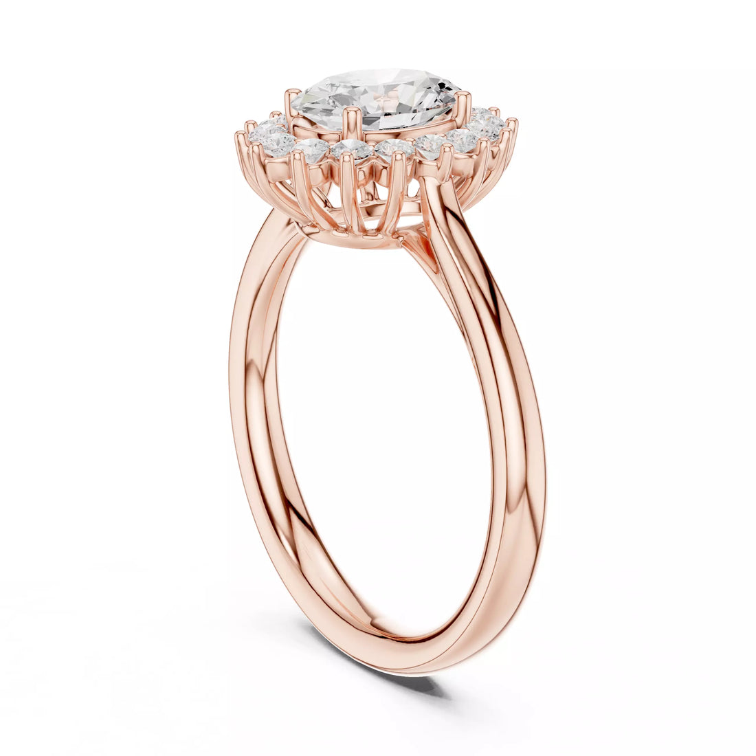 Oval cut Diamond Halo Engagement Ring