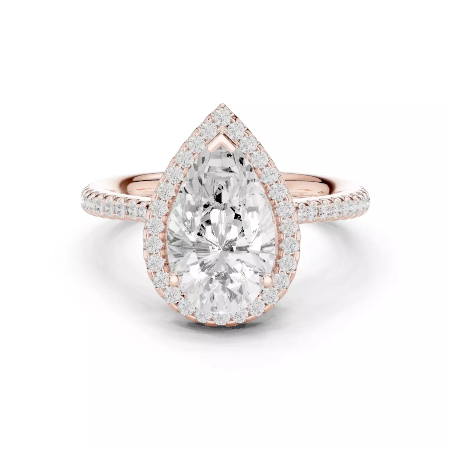 Pear cut Diamond Halo Pavé Setting Engagement Ring
