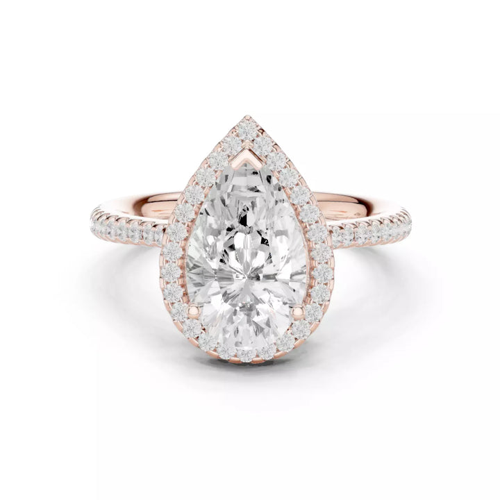 Pear cut Diamond Halo Pavé Setting Engagement Ring