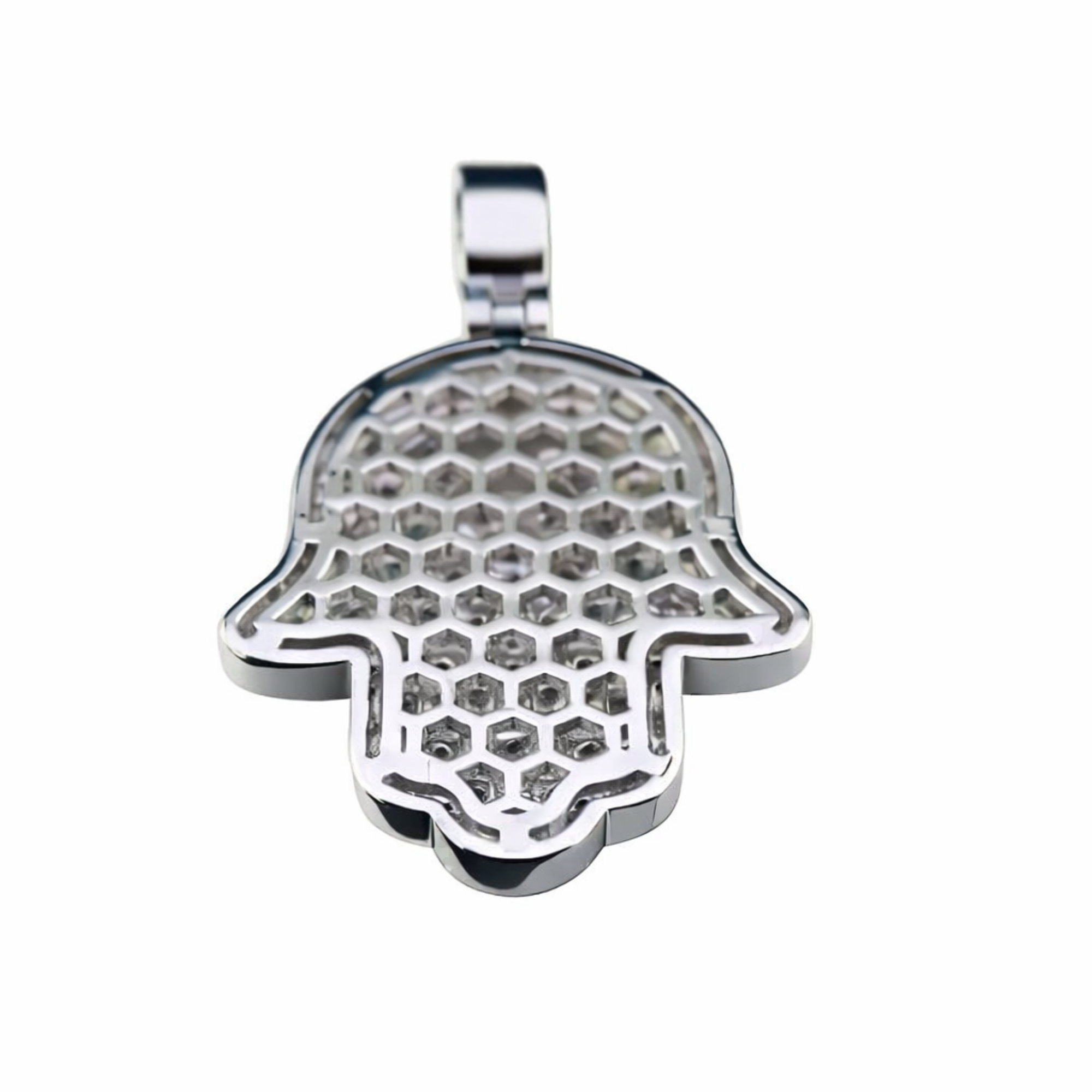 Hamsa Hand Icedout Pendant Protection Hip Hop Pendant