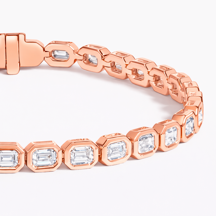 Emerald Cut Bezel Set Diamond Tennis Bracelet For Women Luxury