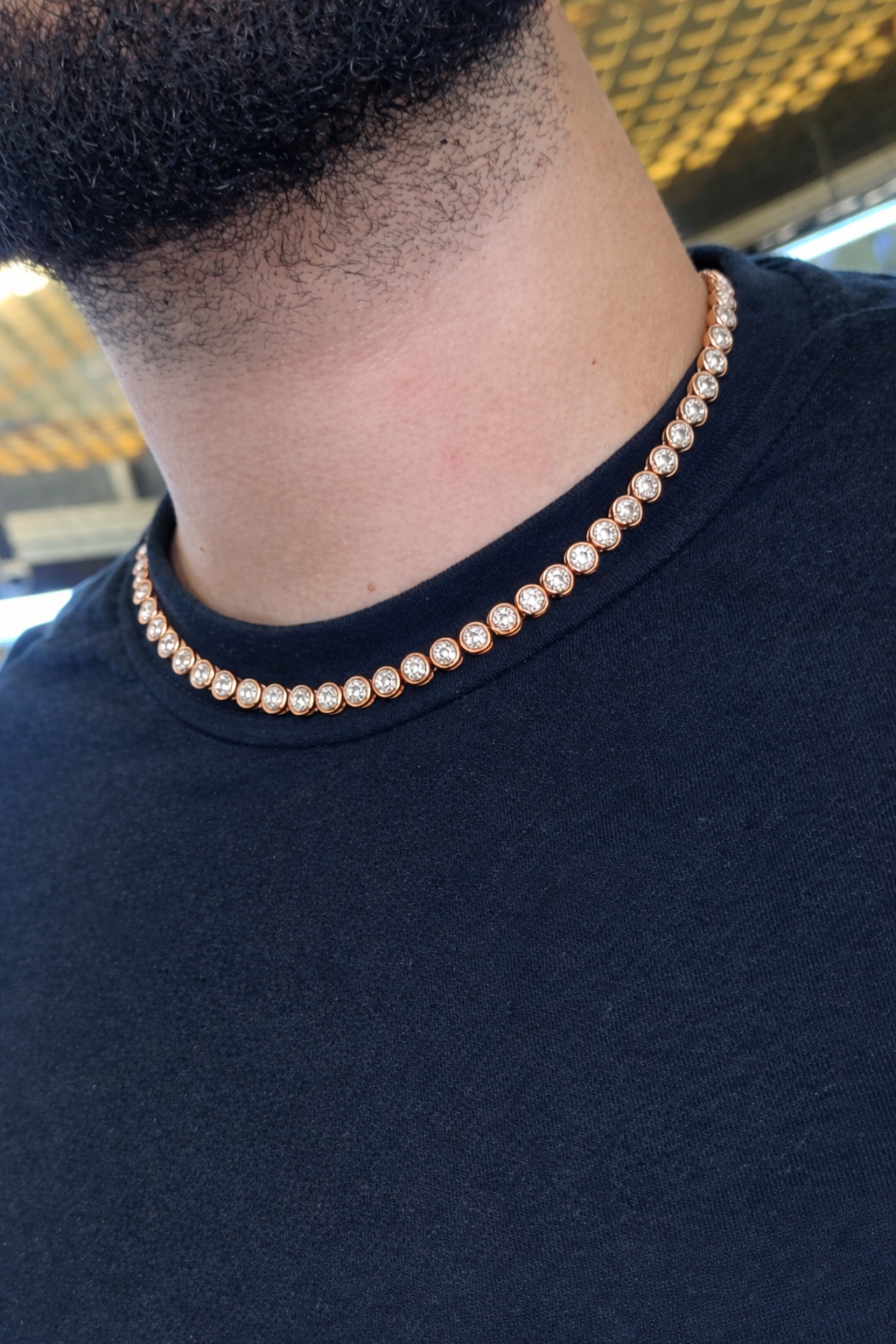 Bezel Set Diamond Tennis Necklace For Men And Women