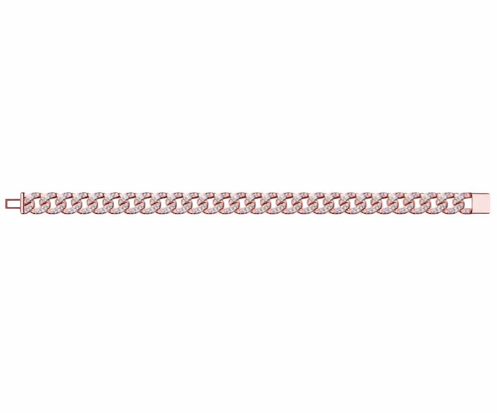 rose gold iced cuban wrist bracelet
