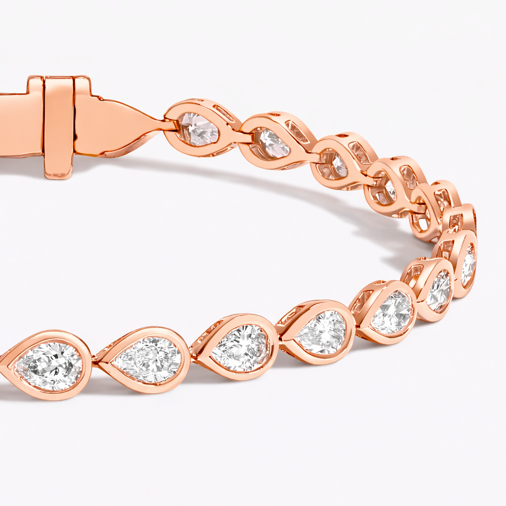 Pear Shape Diamond Bezel Set Tennis Bracelet For Women