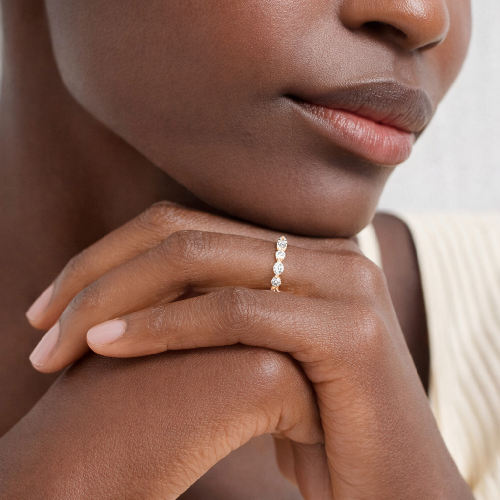 Round And Marquise Diamond Eternity Band Wedding Ring For Women