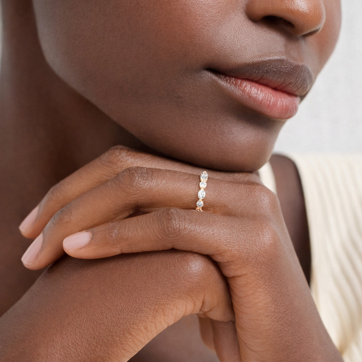 Round And Marquise Diamond Eternity Band Wedding Ring For Women