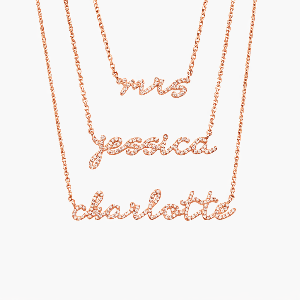 Personalized Diamond Name Necklace – Custom Script Letter Jewelry