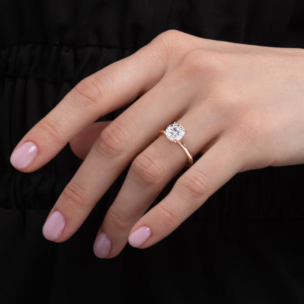 Round Cut Moissanite Four Prong Solitaire Engagement Ring 14K Gold